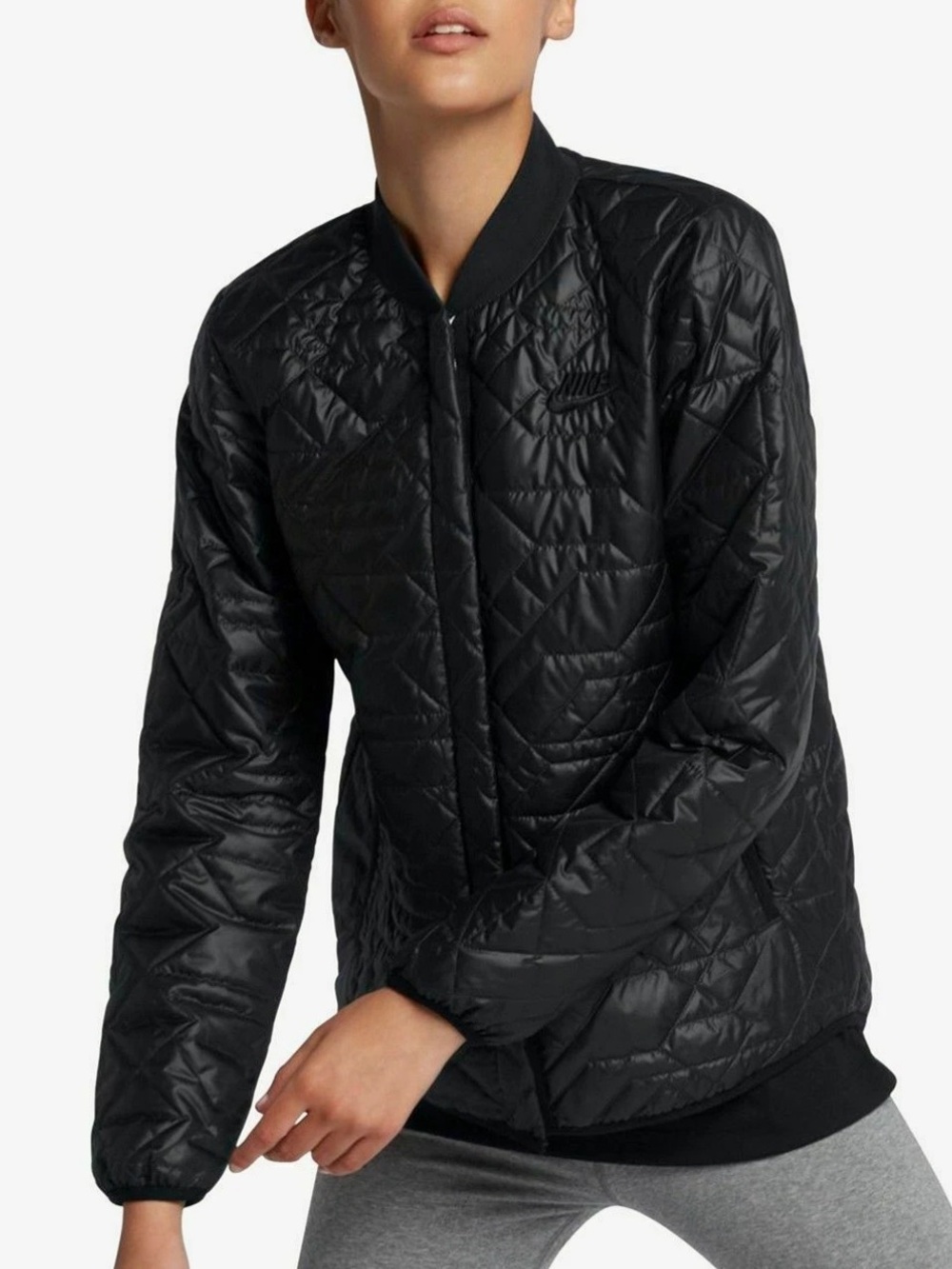 Nike Primaloft Black Quilted Snap Front Puffer Jacket Size XS